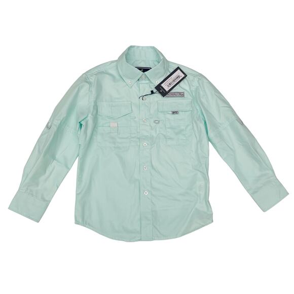 NWT Properly Tied Size YM (10-12) Seafoam Fishing Shirt - Picture 1 of 6